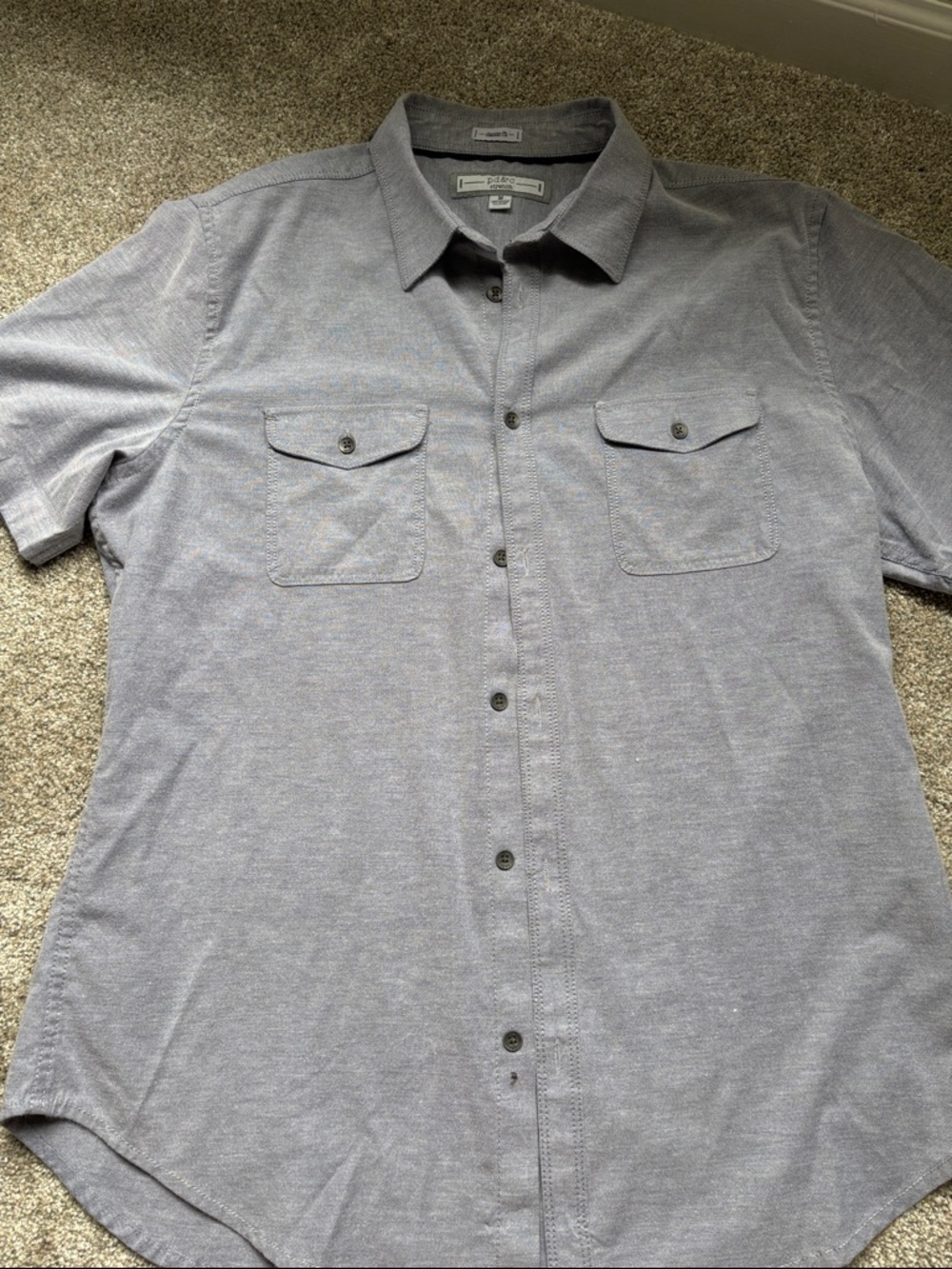 PD&C Men's Casual Short-Sleeve Button-Down Shirt in Gray